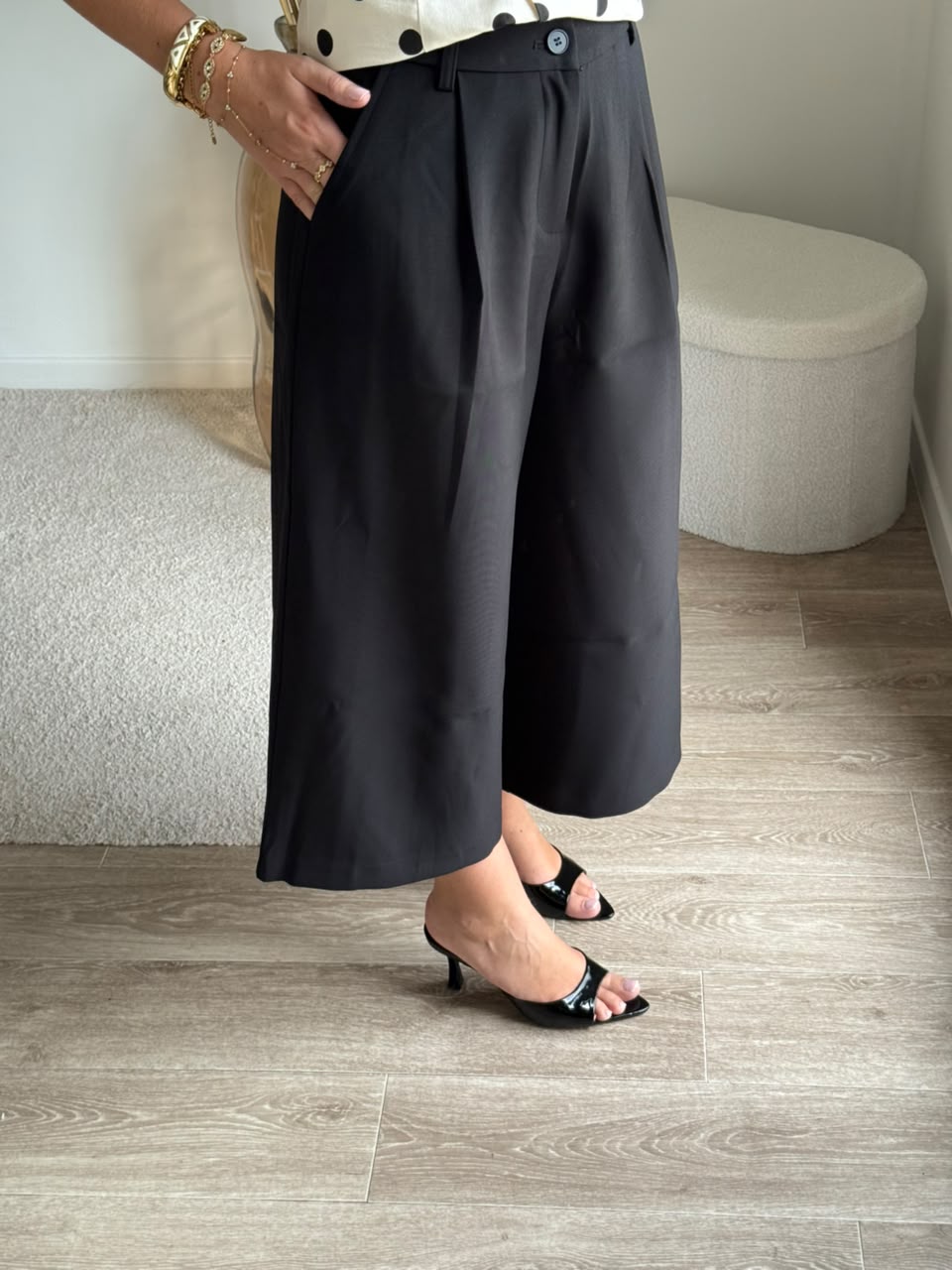 Pantalon culotte à pinces - Noir