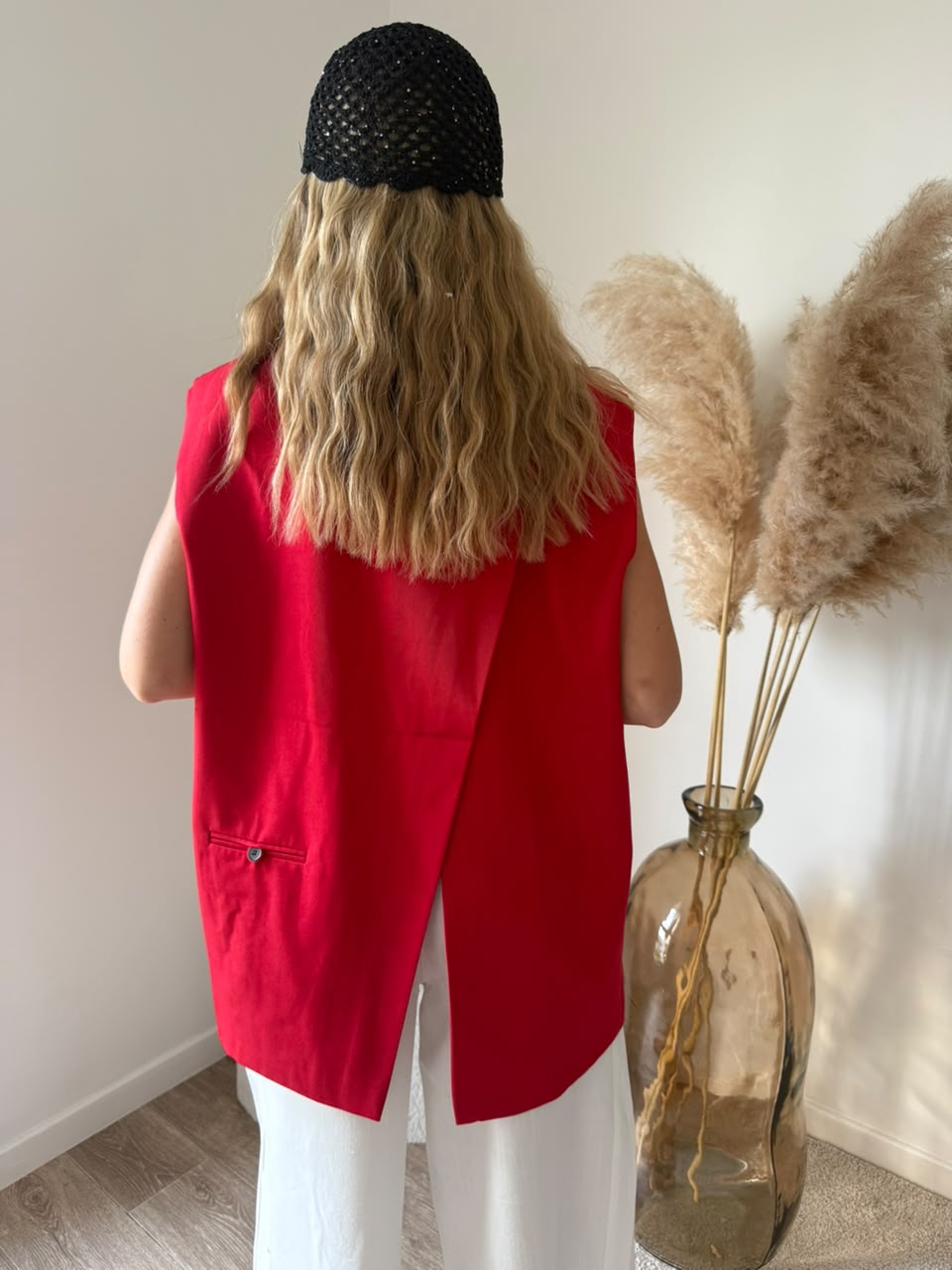 Vest de tailleur structuré avec fente dos - Rouge