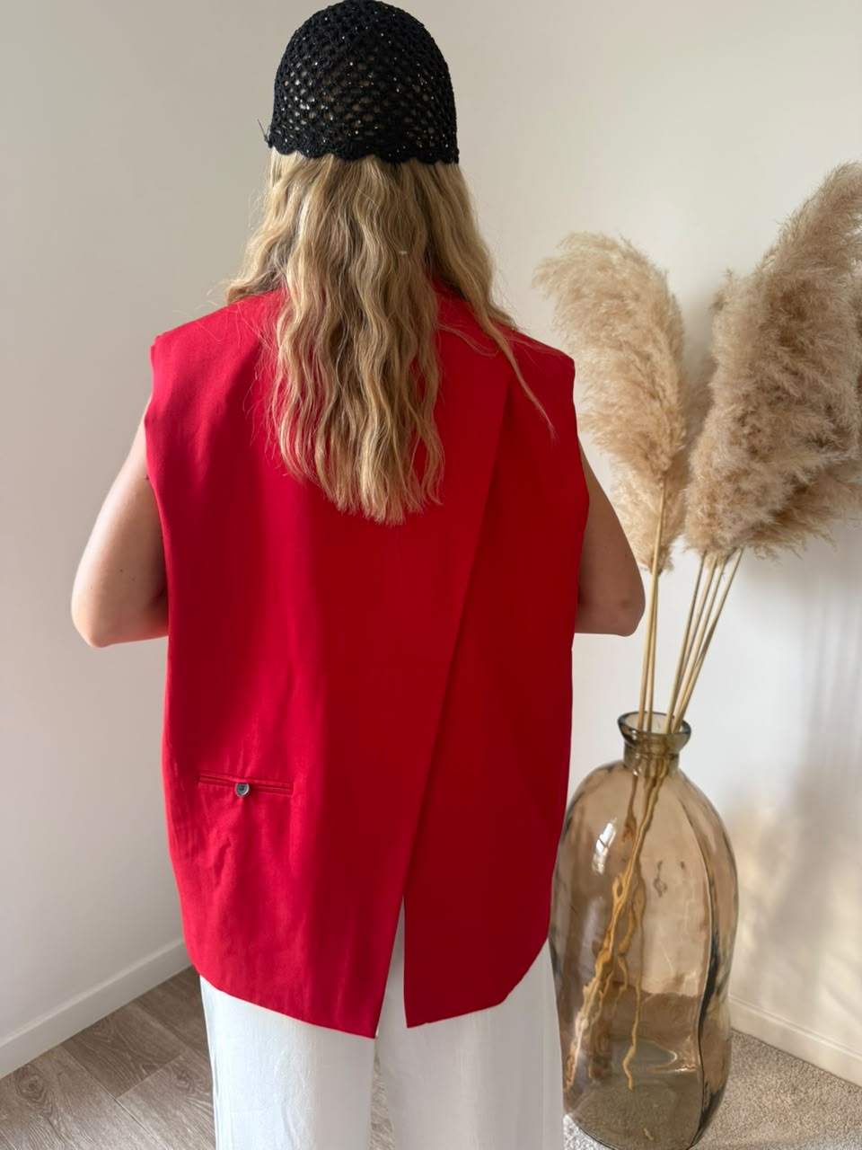 Vest de tailleur structuré avec fente dos - Rouge