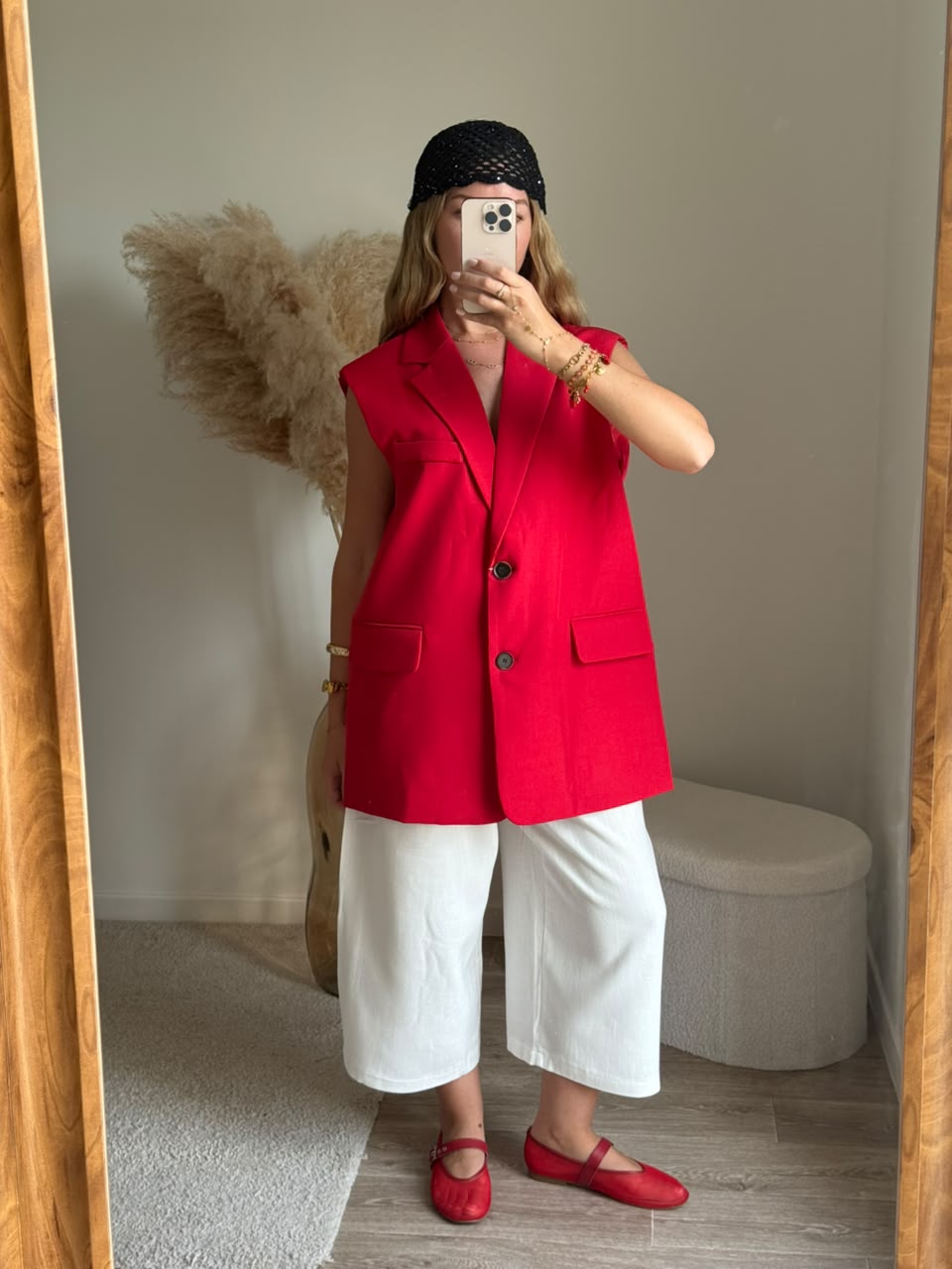 Vest de tailleur structuré avec fente dos - Rouge