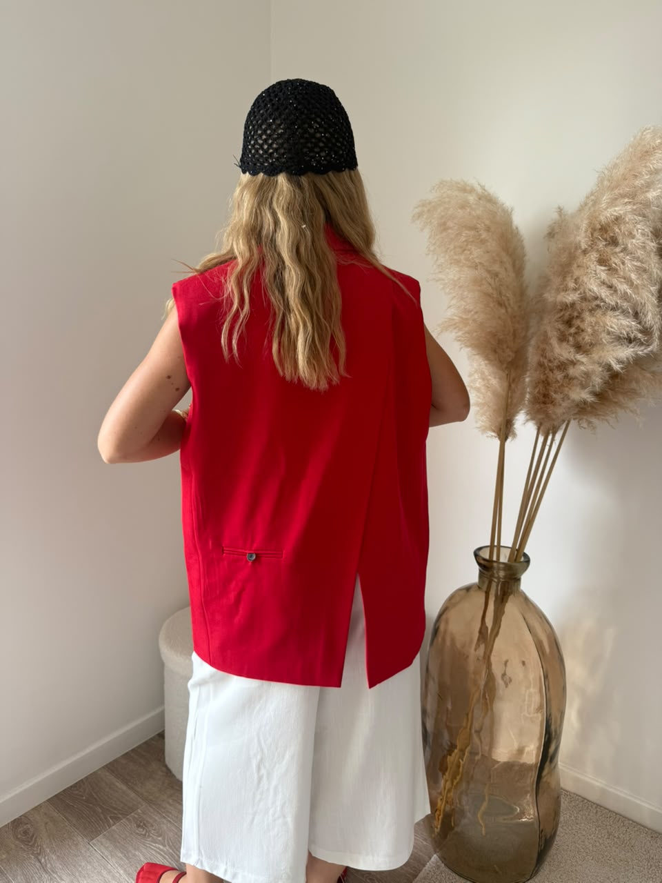 Blazer structuré avec fente dos - Rouge