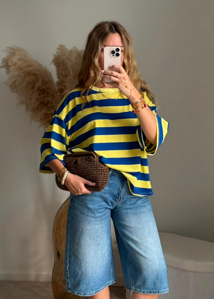 T-shirt en coton rayé coupe boyish