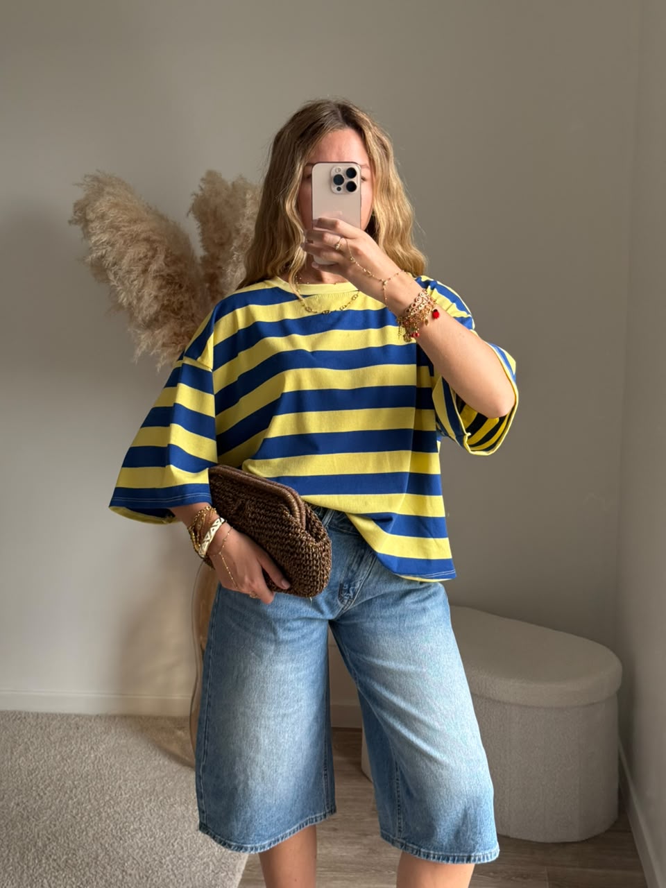 T-shirt en coton rayé coupe boyish