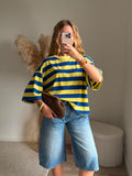 T-shirt en coton rayé coupe boyish