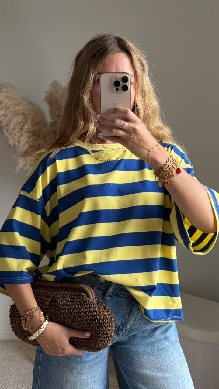 T-shirt en coton rayé coupe boyish