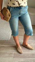 Pantalon capri en denim léger - Bleu