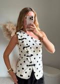 Vest asymétrique à pois - Blanc