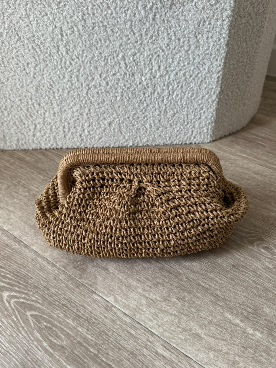 Sac pochette tressé à fils métallisés - Doré