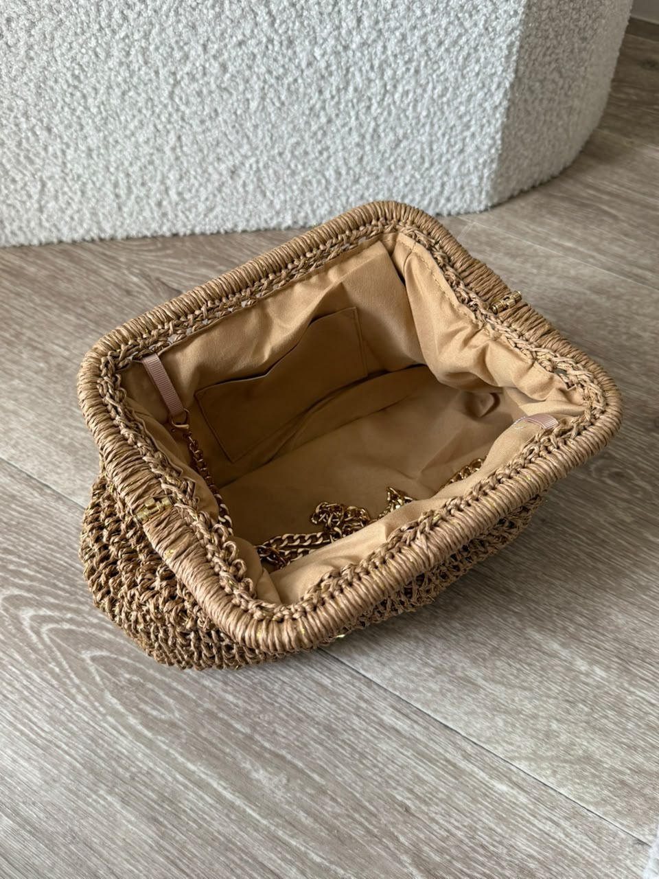 Sac pochette tressé à fils métallisés - Doré