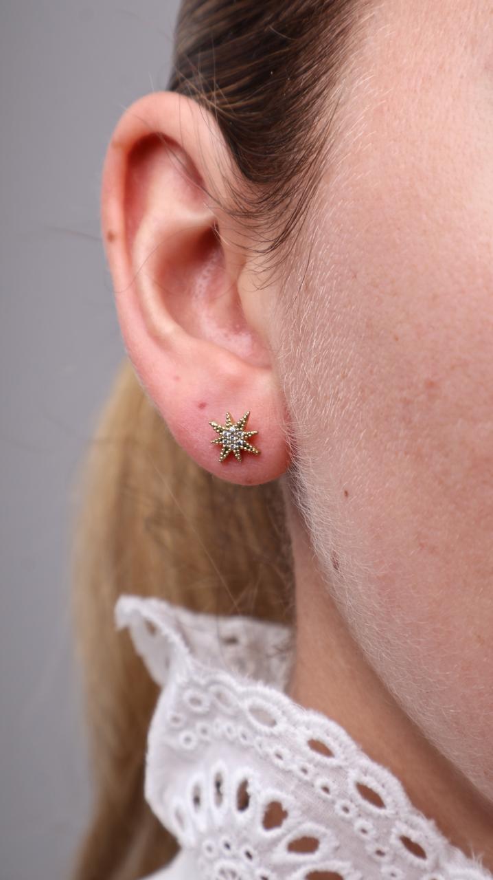 Boucle d'Oreille Puce "Étoile Polaire" - Doré