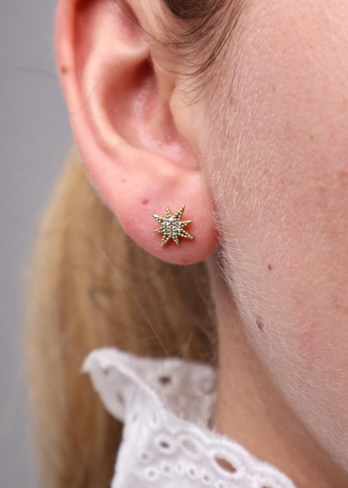 Boucle d'Oreille Puce "Étoile Polaire" - Doré