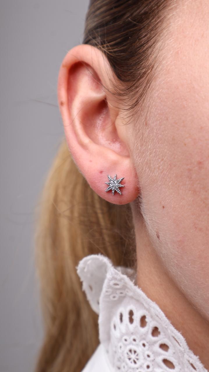 Boucle d'Oreille Puce "Étoile Polaire" - Argent