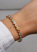 Bracelet rigide à motifs trèfles bicolores