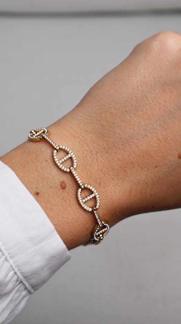 Bracelet maillons effet pavé - Doré