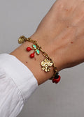 Bracelet à charms fruités et fleurs dorées