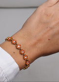 Bracelet floral "Sunset" à cristaux orange