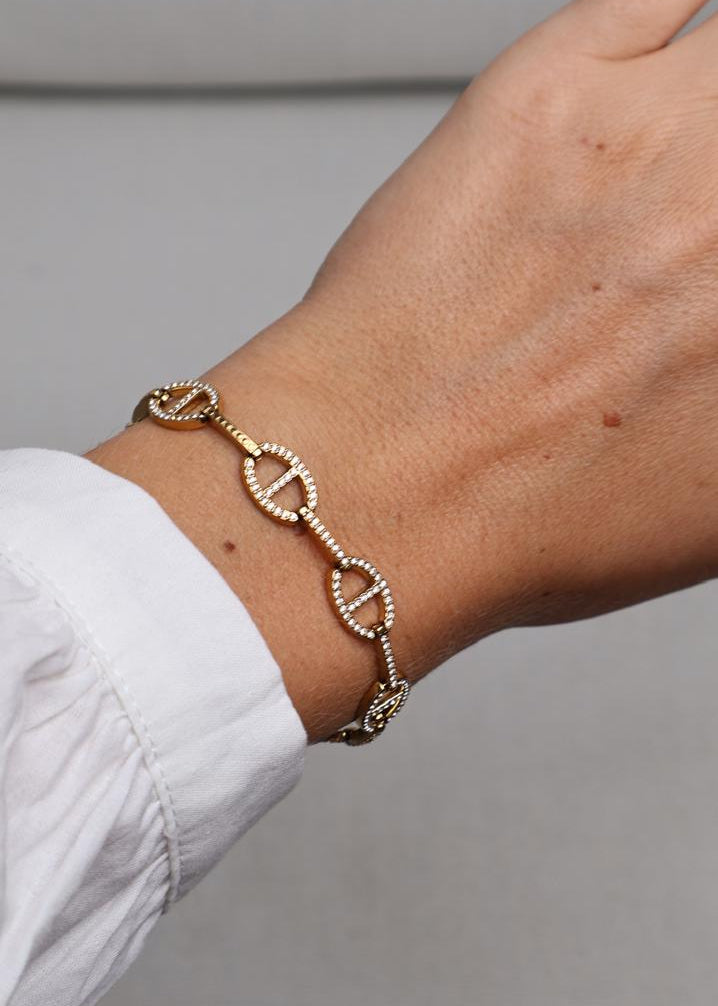 Bracelet maillons effet pavé - Doré