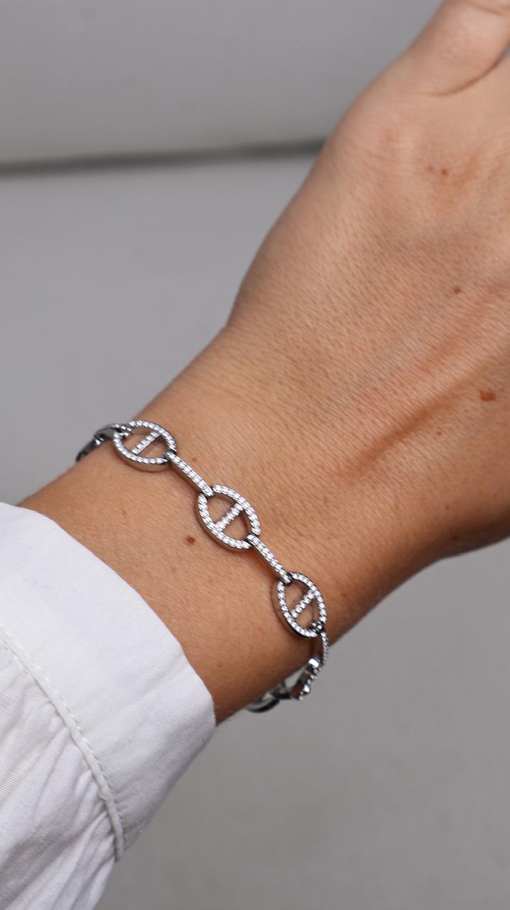Bracelet maillons effet pavé - argentés