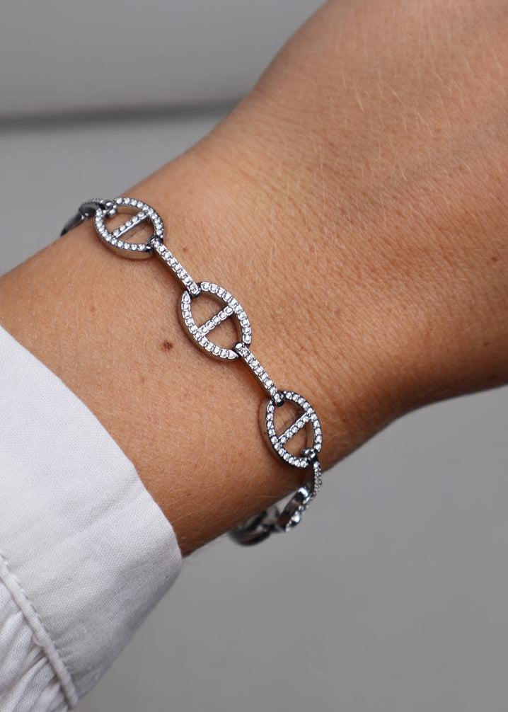 Bracelet maillons effet pavé - argentés