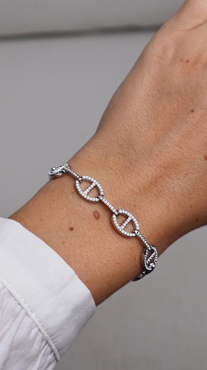 Bracelet maillons effet pavé - argentés