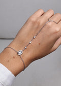 Chaîne de main à pendentif ovale serti - Argent