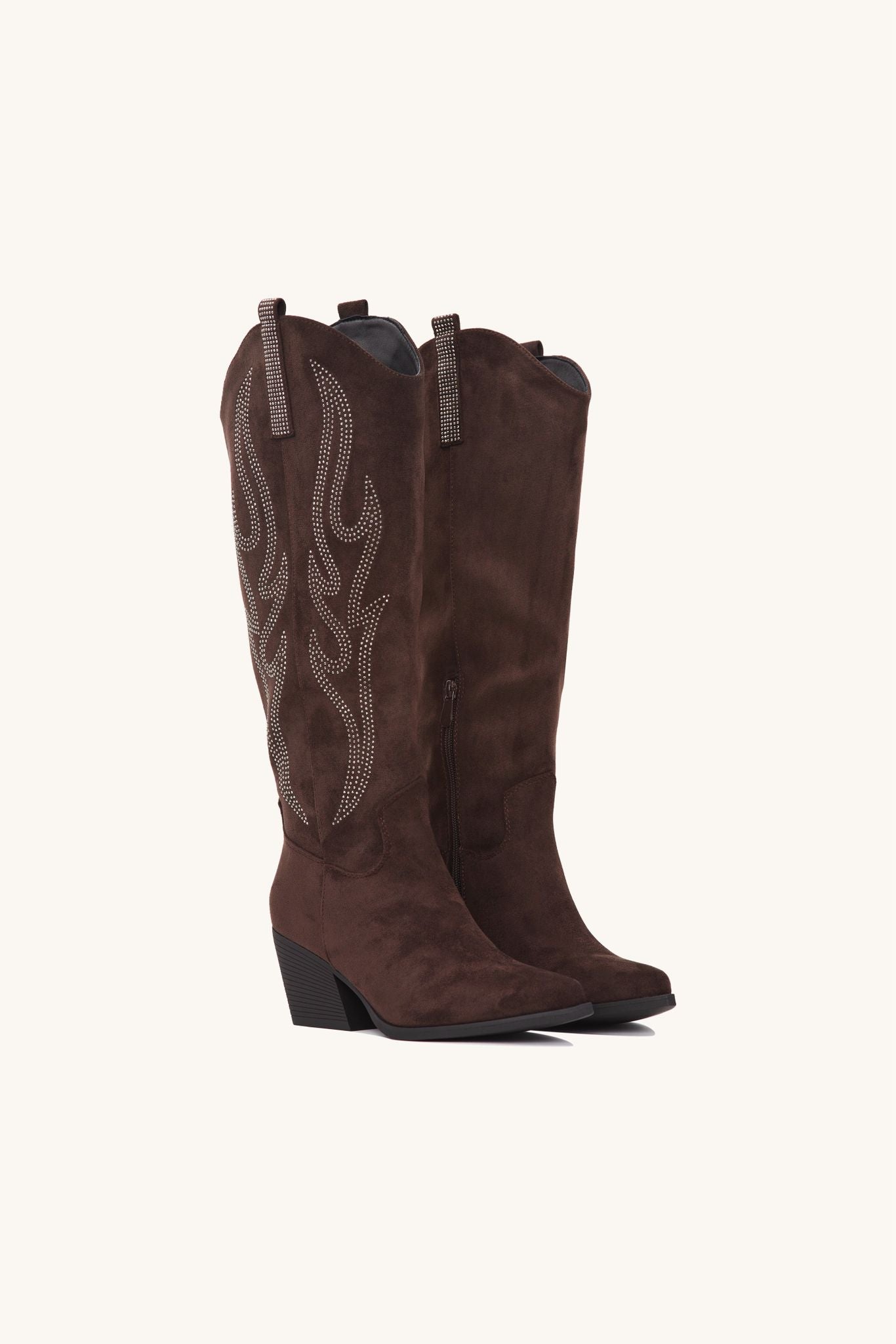 Bottes de cowboy en daim marron