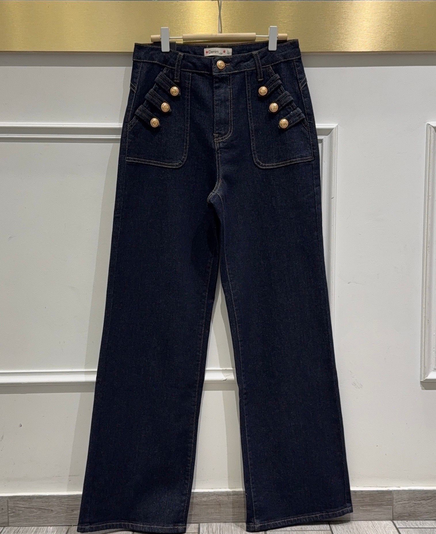 Jean Marin Taille Haute – Denim Brut