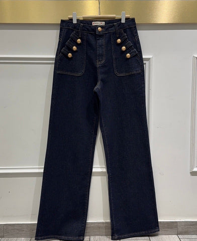 Jean Marin Taille Haute – Denim Brut