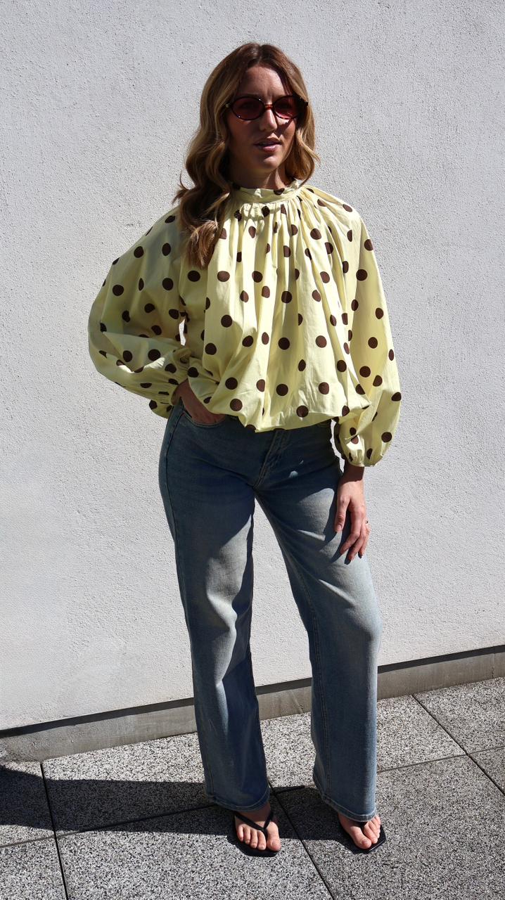 Blouse "Serena" à Pois avec Dos Nu et Nœud