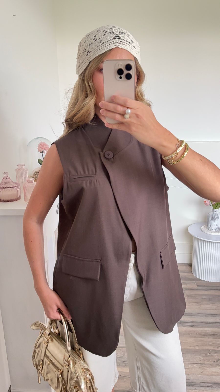 Blazer de Tailleur Sans Manches - Chocolat