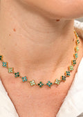 Collier Choker Floral à Cristaux Verts