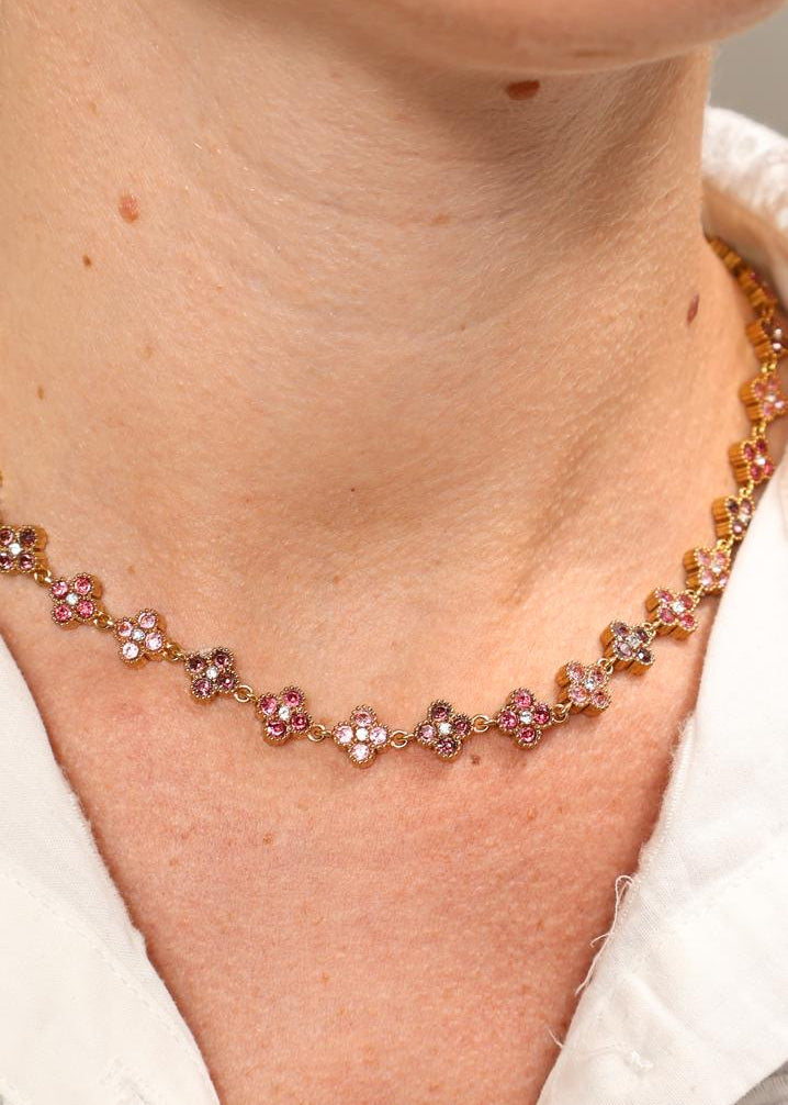 Collier Choker Floral à Cristaux Combinés multicolores