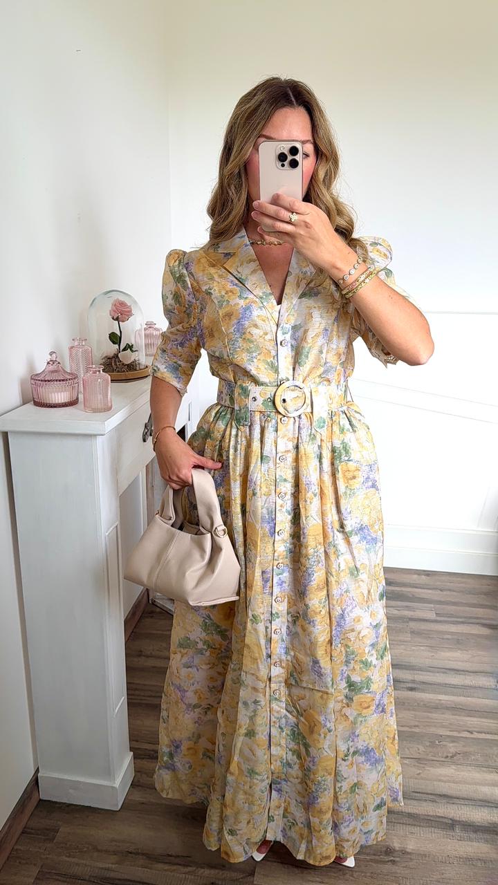 Robe chemise longue à imprimé floral