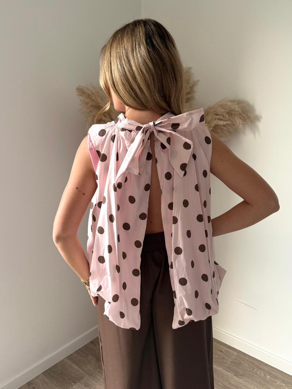 TOP MELISSA- pois rose
