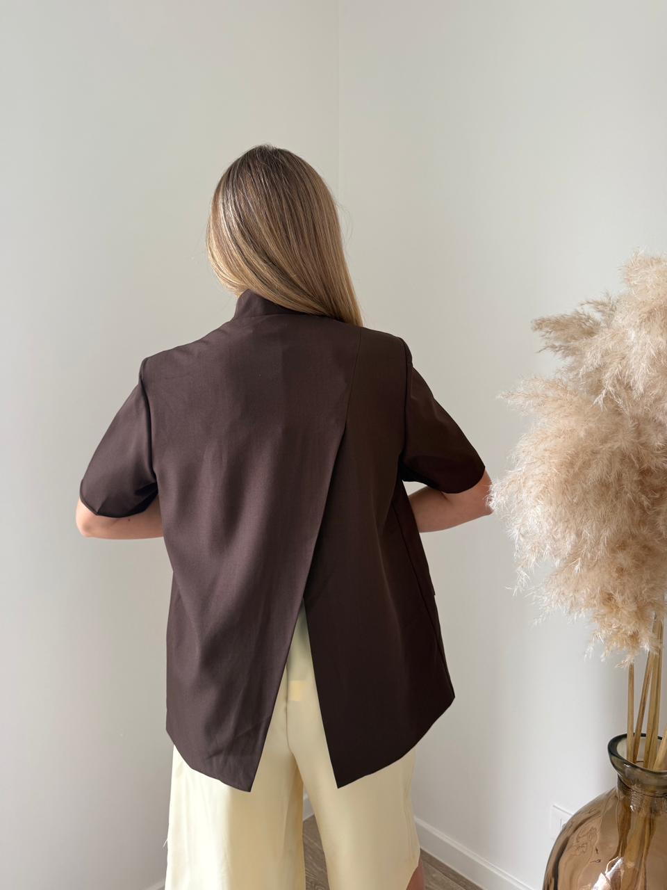 Blazer Court-Asymétrique - Chocolat