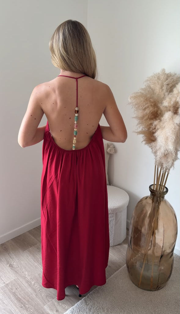 Robe Maxi à Bretelles - Rose