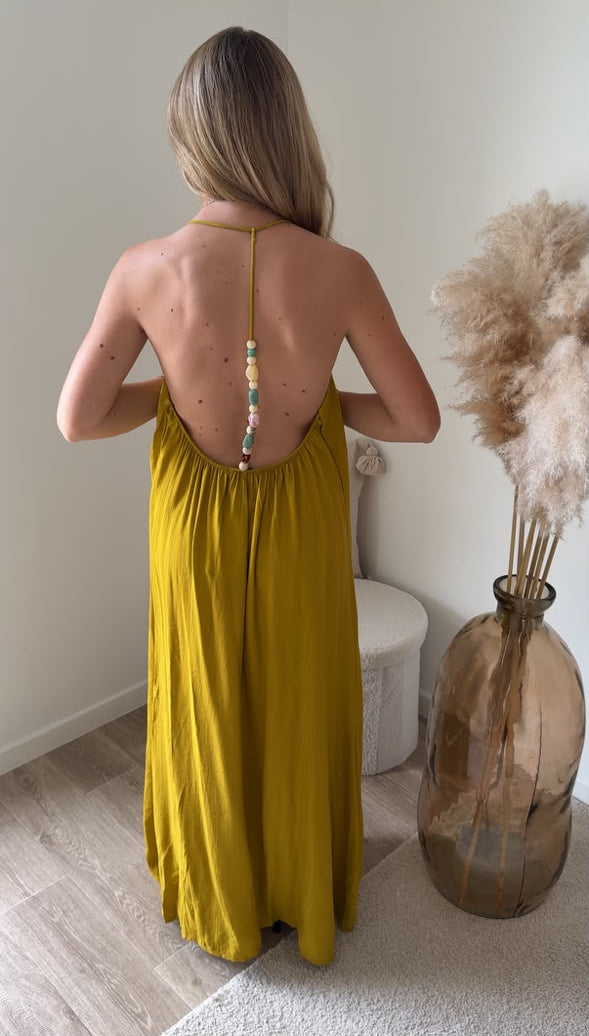 Robe Maxi à Bretelles - Jaune