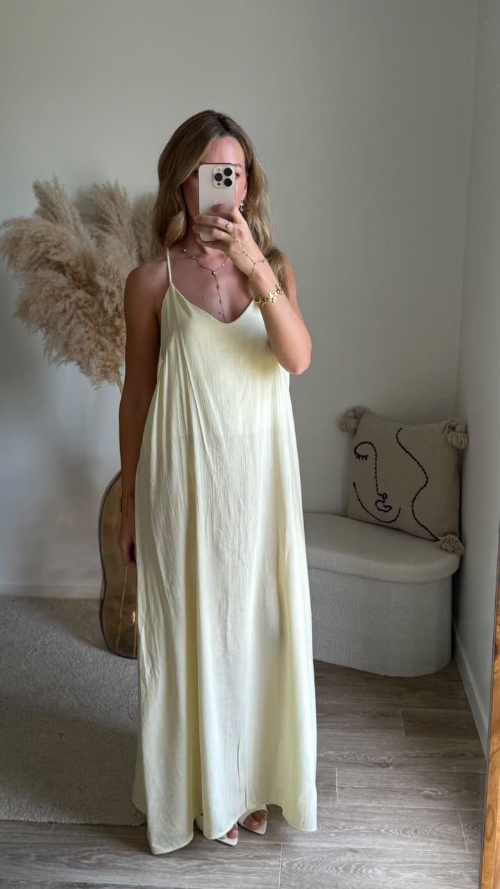 Robe Maxi à Bretelles - Blanc