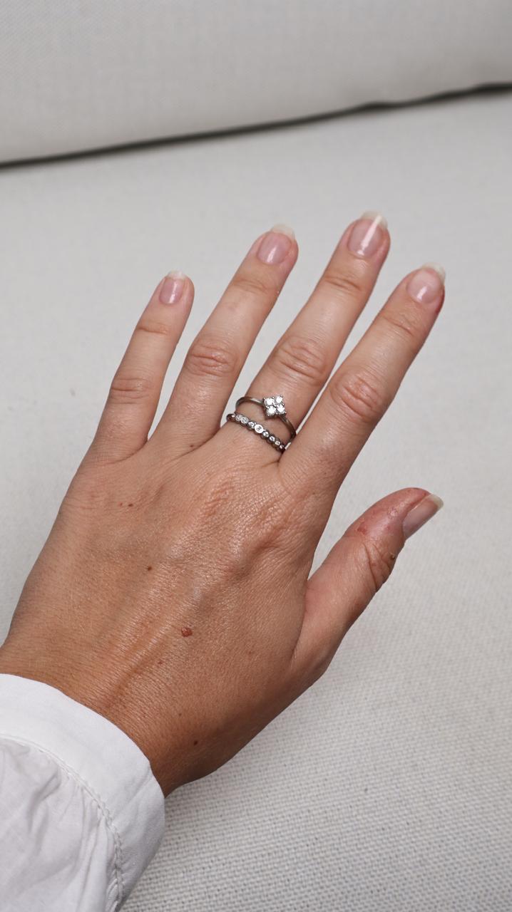Set de 2 bagues fleur et strass - Argent