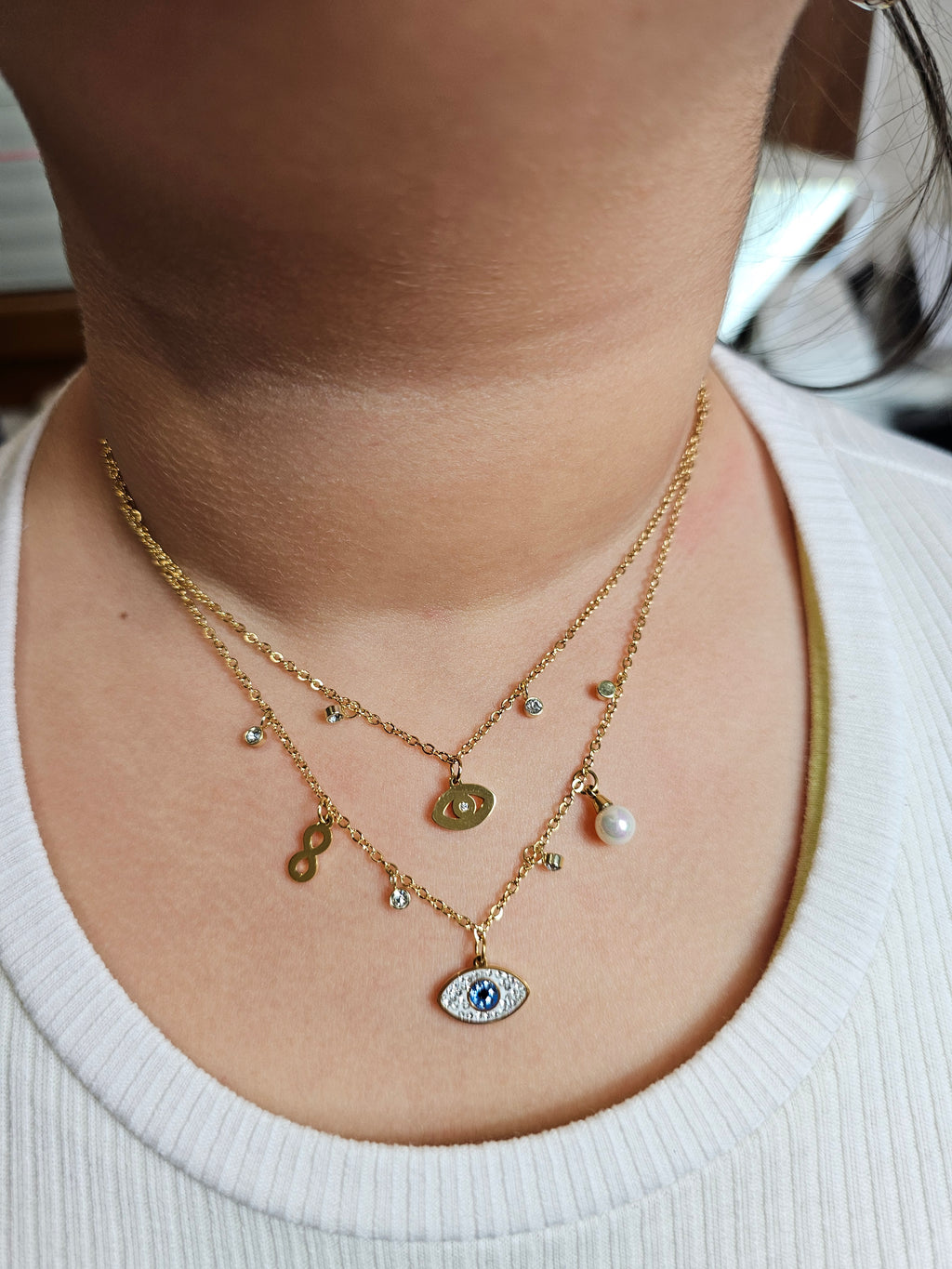 Collier œil à double chaîne
