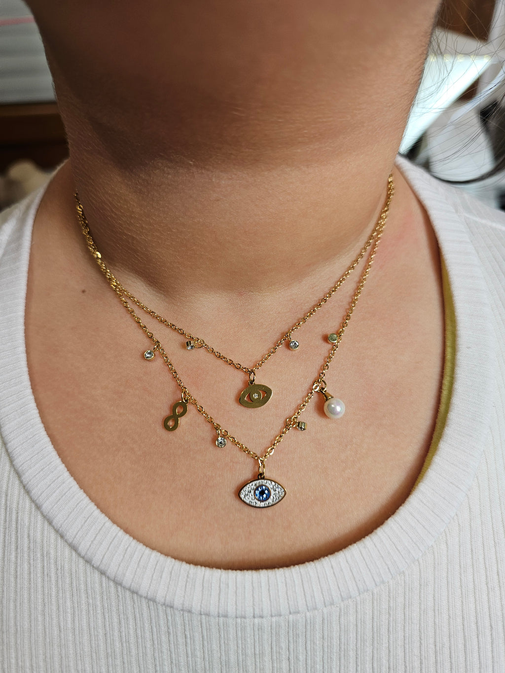 Collier œil à double chaîne
